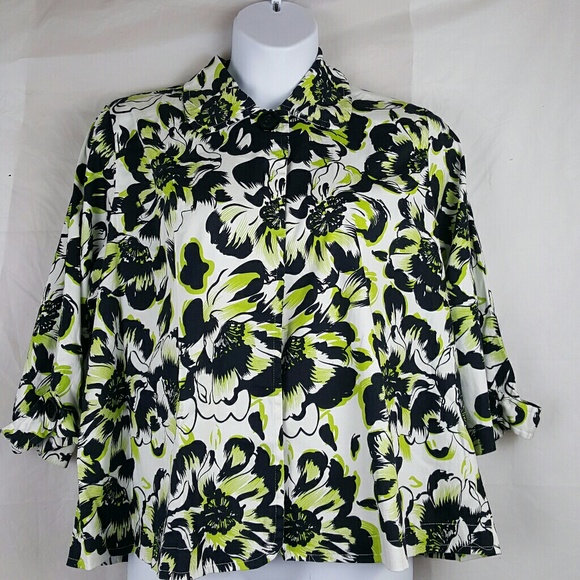 eShe Jackets & Blazers - eShe green flower blazer jacket top Size 2X